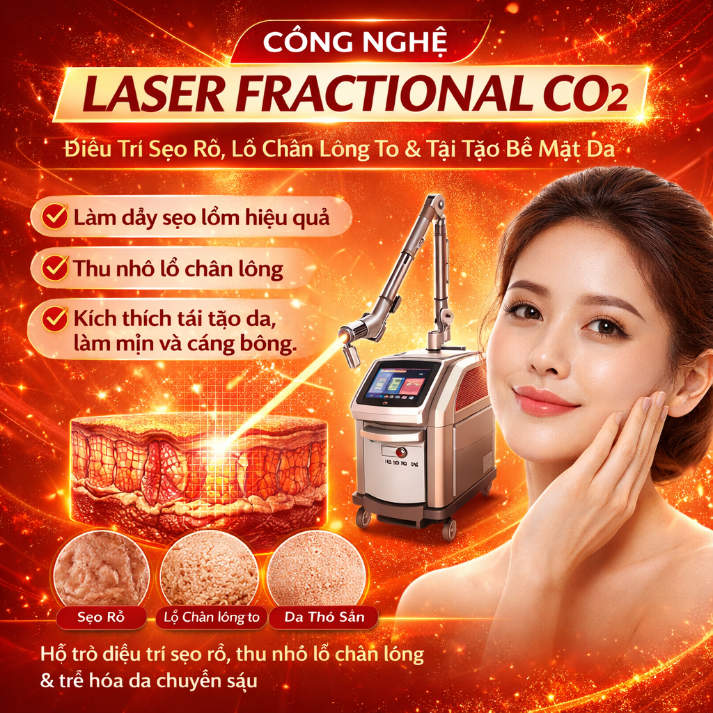 Laser Fractional CO2: Điều trị sẹo rỗ, lỗ chân lông to và tái tạo bề mặt da. 3