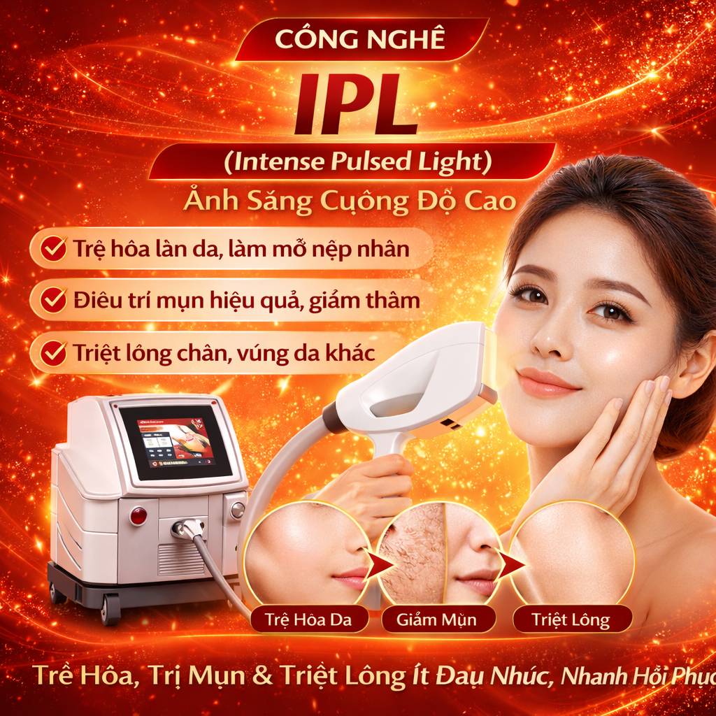 IPL (Intense Pulsed Light): Ánh sáng cường độ cao giúp trẻ hóa, trị mụn và triệt lông. 3